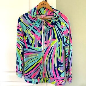 Lilly Pulitzer Zip Front Jacket with hood. Preowned vibrant colors